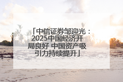 中信证券邹迎光：2025中国经济开局良好 中国资产吸引力持续提升